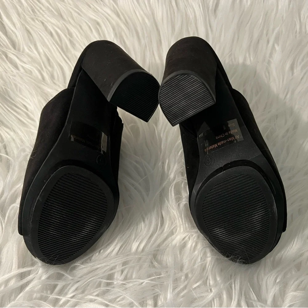 Wild Diva Black Suede High Block Heel Wedge Mule